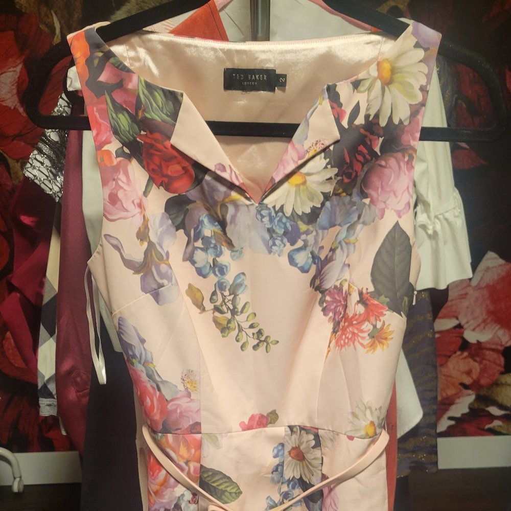 Ted Baker Pink Floral Midi Dress